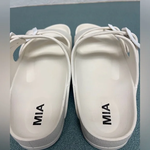 MIA Sandal Slides Buckle Straps Women’s 8 White - Picture 7 of 8